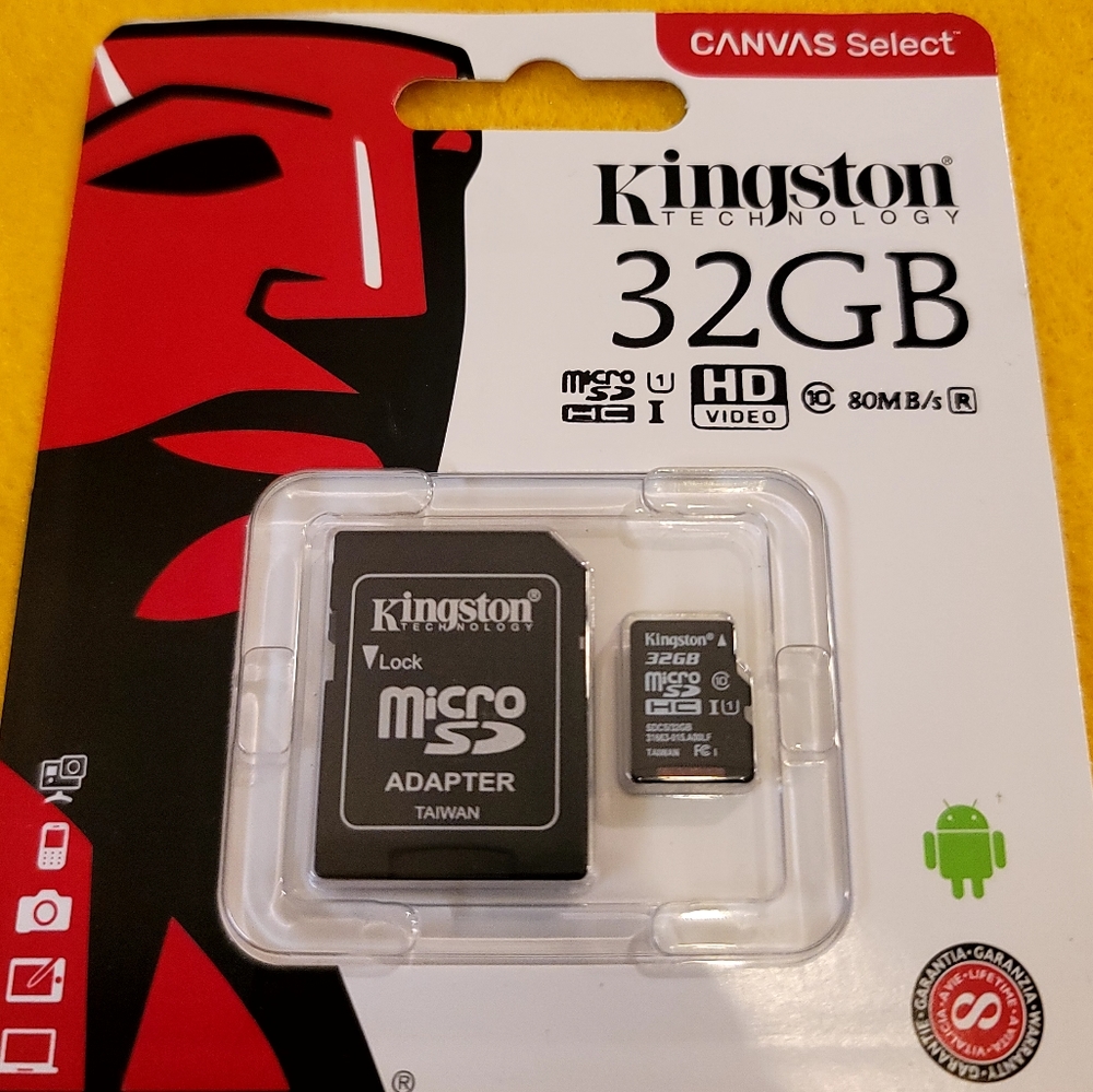 Kingston 32GB (SDHC) & 64GB/128GB (SDXC) Class 10 U1 UHS-I Card with Adapter